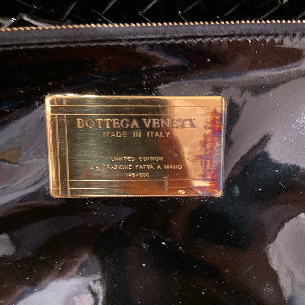 Bottega Veneta Black Patent Bag with Small Purse